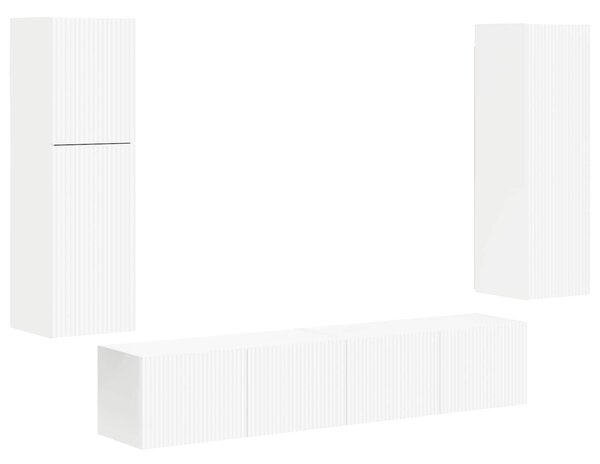 VidaXL TV szekrény garnitúra Falra szerelhető 4 pcs Fehér Faanyag
