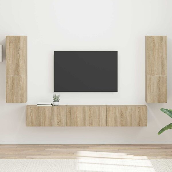 VidaXL TV szekrény garnitúra 4 pcs Sonoma tölgy Faanyag