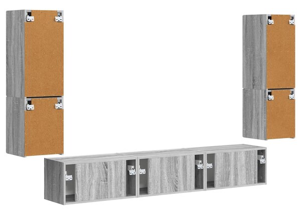 VidaXL TV szekrény garnitúra 4 pcs Szürke Sonoma Faanyag