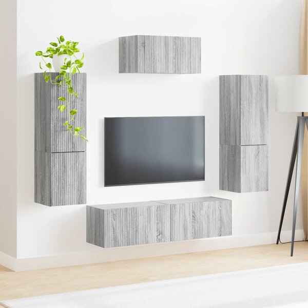 VidaXL TV szekrény garnitúra 4 pcs Szürke Sonoma Faanyag