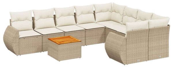VidaXL Polyrattan Kerti Ülőgarnitúra - 9 részes - Bézs