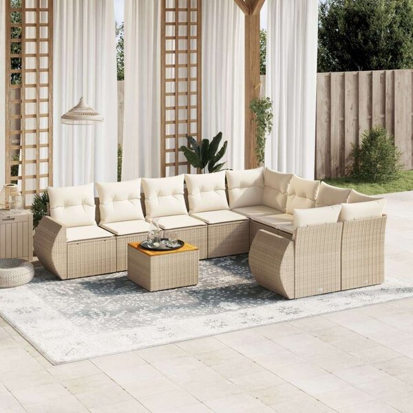 VidaXL Polyrattan Kerti Ülőgarnitúra - 9 részes - Bézs