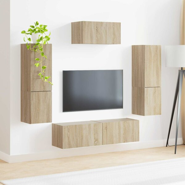 VidaXL TV szekrény garnitúra 4 pcs Sonoma tölgy Faanyag