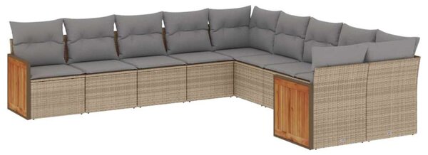 VidaXL Polyrattan Kerti Ülőgarnitúra - 10 részes - Bézs