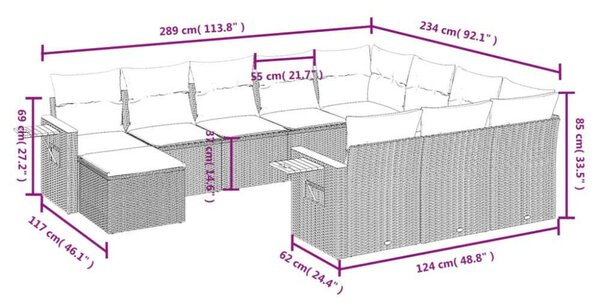 VidaXL Polyrattan Kerti Ülőgarnitúra - 11 részes - Bézs