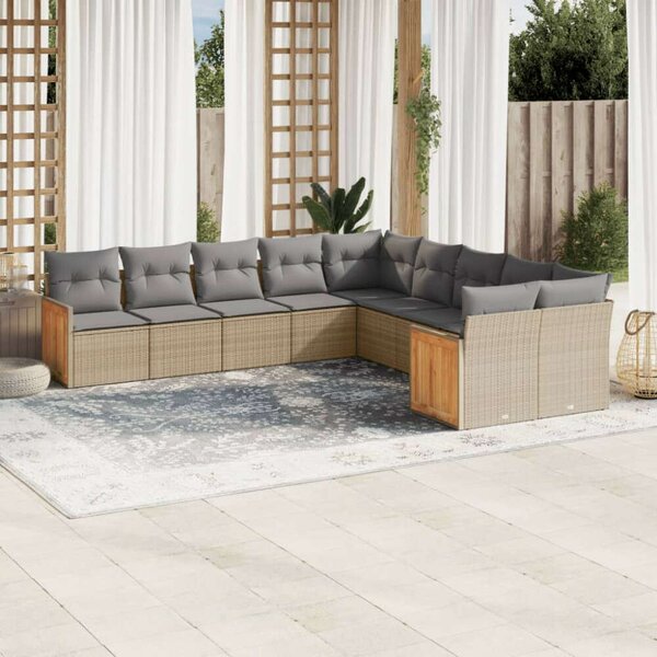 VidaXL Polyrattan Kerti Ülőgarnitúra - 10 részes - Bézs