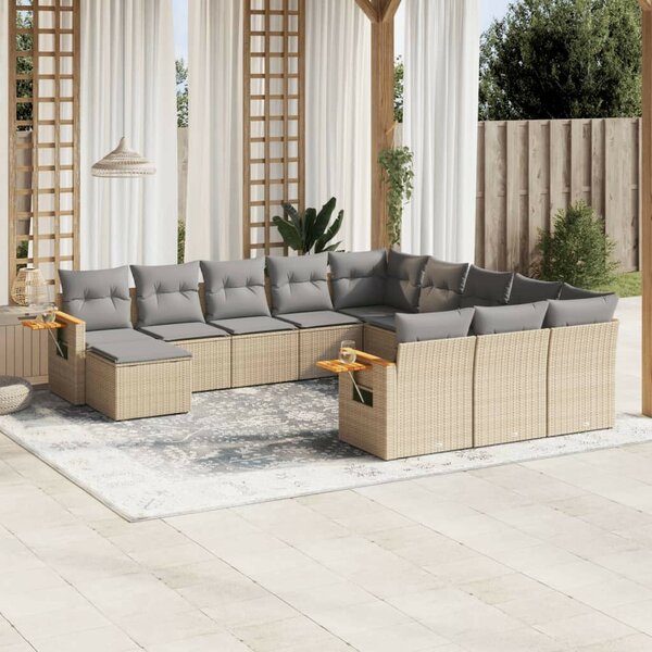 VidaXL Polyrattan Kerti Ülőgarnitúra - 11 részes - Bézs