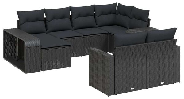 VidaXL Polyrattan Kerti Ülőgarnitúra - 10 részes - Fekete