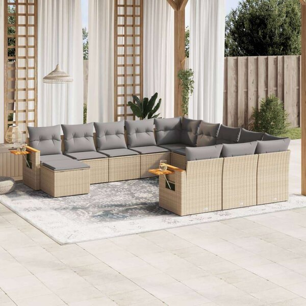 VidaXL Polyrattan Kerti Ülőgarnitúra - 11 részes - Bézs