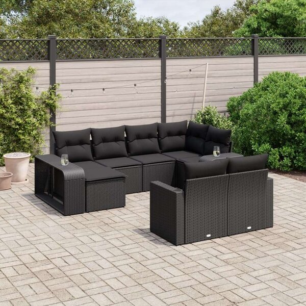 VidaXL Polyrattan Kerti Ülőgarnitúra - 10 részes - Fekete