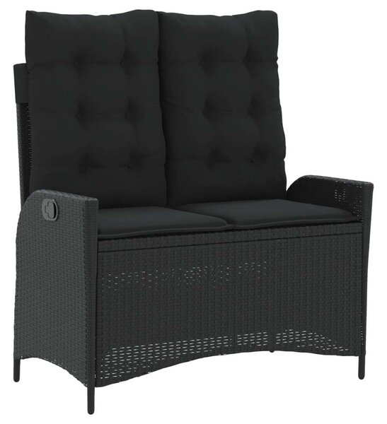 VidaXL Kertbútor - Dönthető Pad - Fekete Polyrattan - 2 személyes