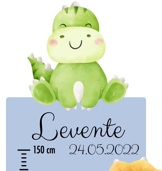 PIPPER. Textil falmatrica "Gyermek magasságmérő névvel - Dinoszauruszok 2"