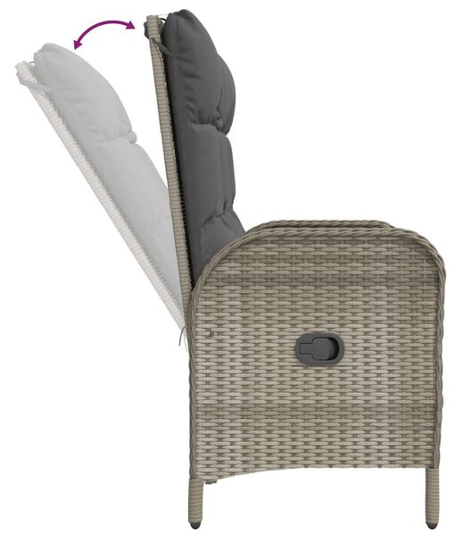 2 részes szürke polyrattan kerti étkezőgarnitúra párnákkal