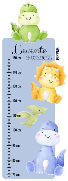 PIPPER. Textil falmatrica "Gyermek magasságmérő névvel - Dinoszauruszok 2"