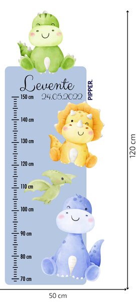 PIPPER. Textil falmatrica "Gyermek magasságmérő névvel - Dinoszauruszok 2"