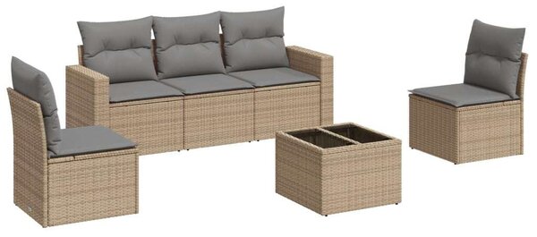 VidaXL Polyrattan Kerti Ülőgarnitúra - 6 részes - Bézs