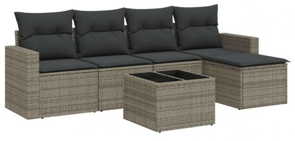 VidaXL Polyrattan Kerti Ülőgarnitúra - 6 részes - Szürke