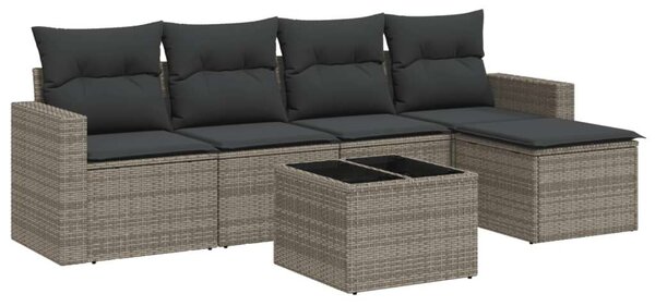 VidaXL Polyrattan Kerti Ülőgarnitúra - 6 részes - Szürke