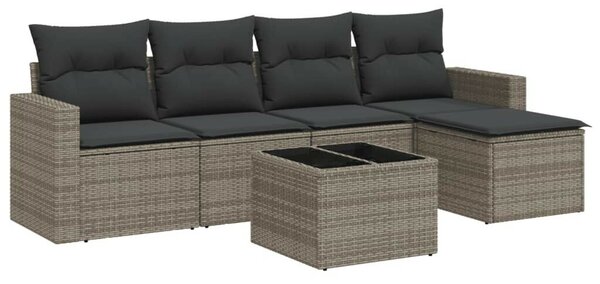 VidaXL Polyrattan Kerti Ülőgarnitúra - 6 részes - Szürke