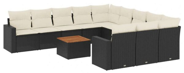 VidaXL Polyrattan Kerti Ülőgarnitúra - 12 részes - Fekete