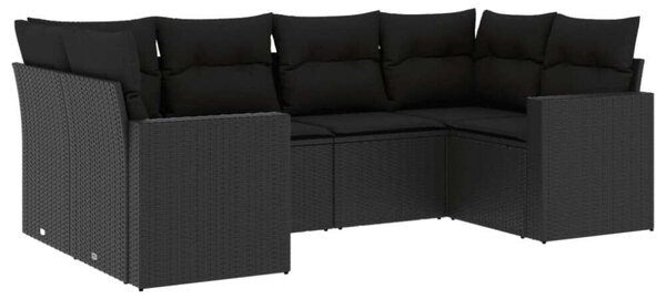 Polyrattan Kerti Ülőgarnitúra - 6 részes - Fekete