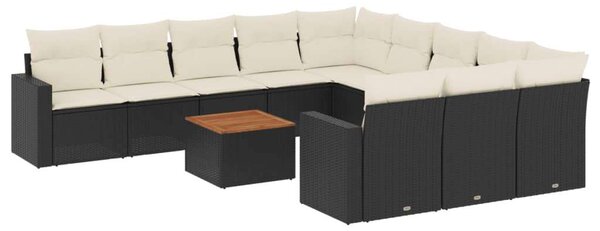 VidaXL Polyrattan Kerti Ülőgarnitúra - 12 részes - Fekete