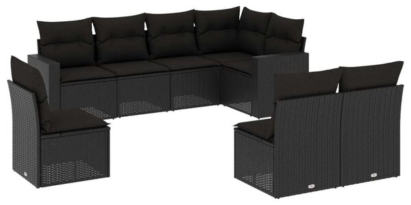 VidaXL Polyrattan Kerti Ülőgarnitúra - 8 részes - Fekete
