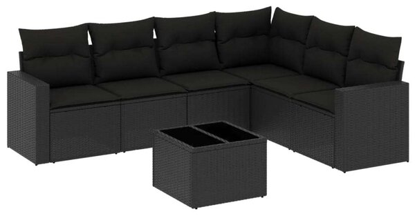 VidaXL Polyrattan Kerti Ülőgarnitúra - 7 részes - Fekete
