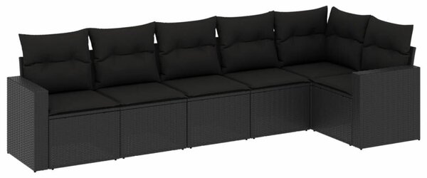 VidaXL Polyrattan Kerti Ülőgarnitúra - 6 részes - Fekete