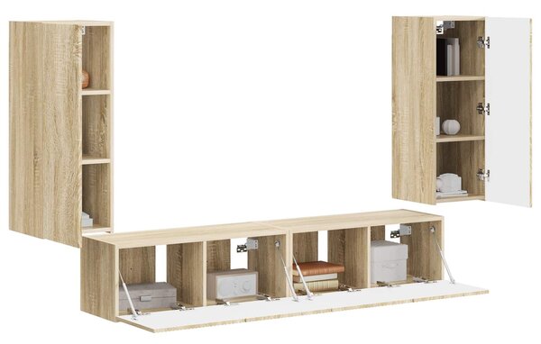 VidaXL TV falit kabinet szett 4 pcs Sonoma tölgy Faanyag