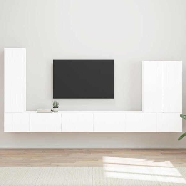 VidaXL TV falit kabinet szett Falra szerelhető 6 pcs Magas Fényű Fehér