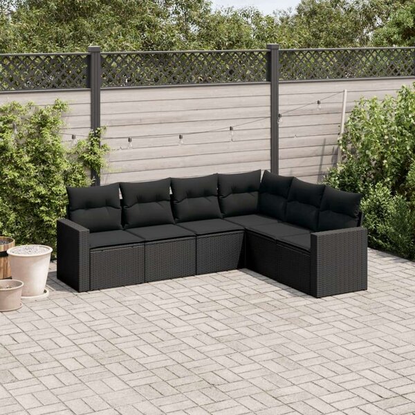 Polyrattan Kerti Ülőgarnitúra - 6 részes - Fekete