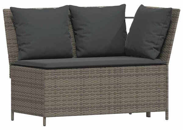 VidaXL 4 részes szürke polyrattan kerti ülőgarnitúra párnákkal L-alakú