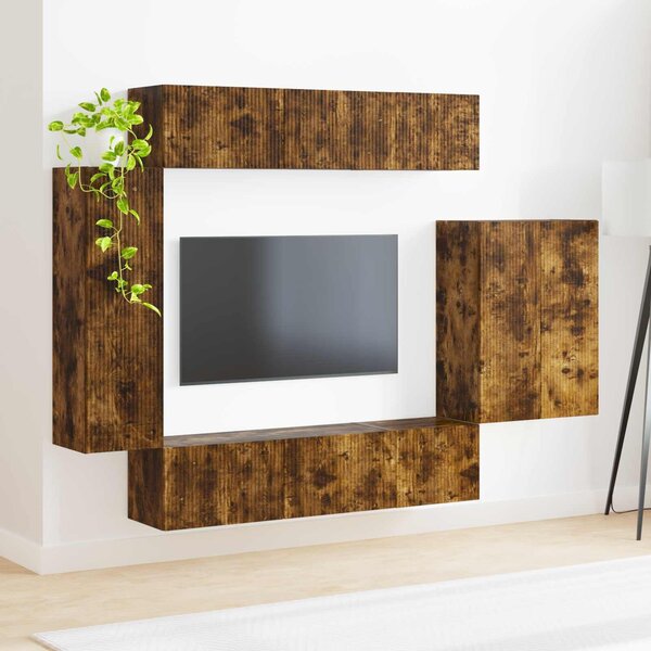 VidaXL TV falit kabinet szett Falra szerelhető 6 pcs Füstölt tölgy