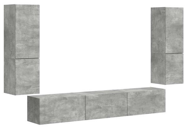 VidaXL TV szekrény garnitúra 4 pcs Beton Szürke Faanyag