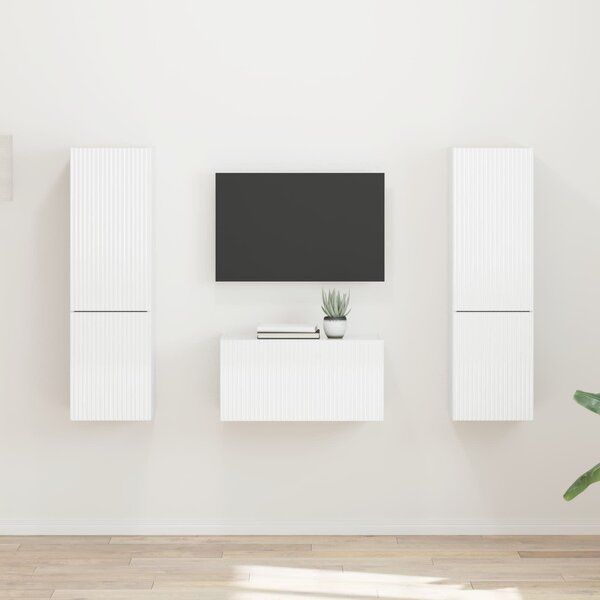 VidaXL TV szekrény garnitúra 5 pcs Magas Fényű Fehér Faanyag