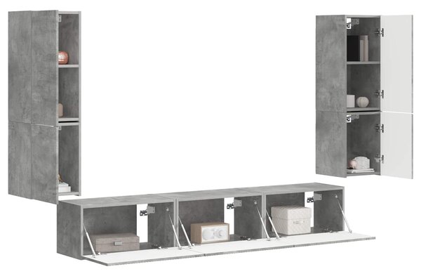 VidaXL TV szekrény garnitúra 4 pcs Beton Szürke Faanyag