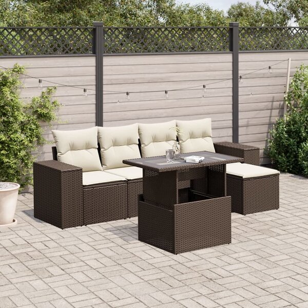 VidaXL 6 részes barna polyrattan kerti ülőgarnitúra párnával
