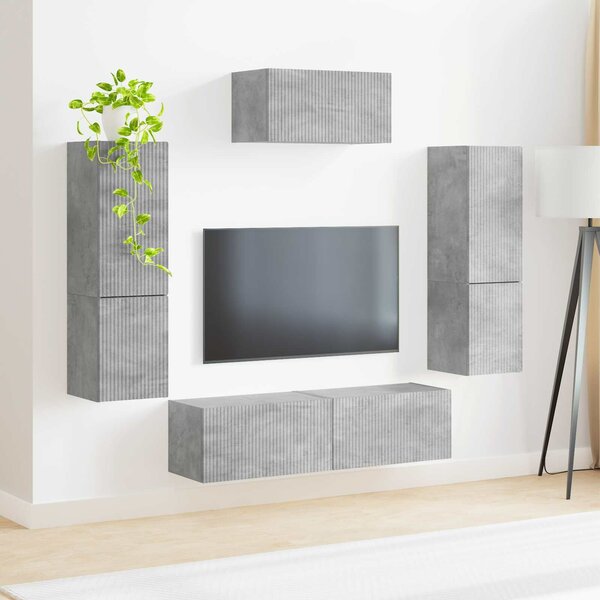 VidaXL TV szekrény garnitúra 4 pcs Beton Szürke Faanyag