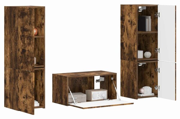 VidaXL 3 pcs Füstölt tölgy