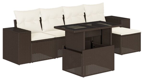 VidaXL 6 részes barna polyrattan kerti ülőgarnitúra párnával