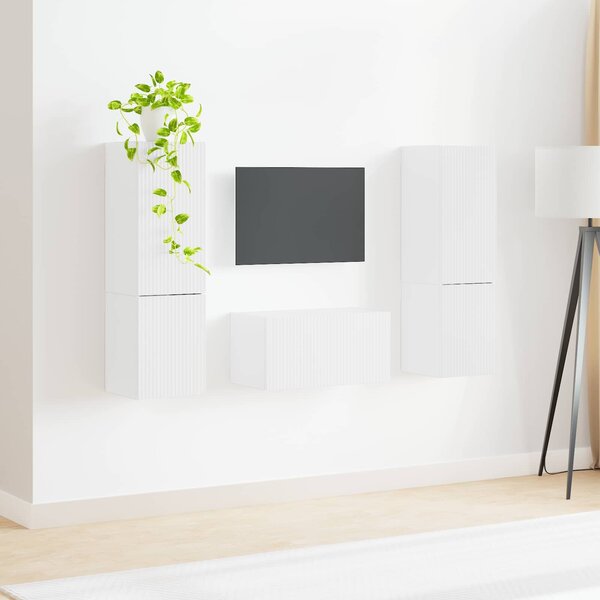 VidaXL TV szekrény garnitúra 5 pcs Magas Fényű Fehér Faanyag