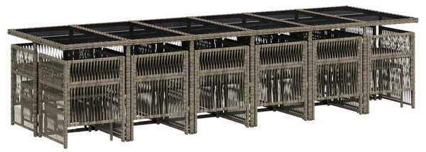 VidaXL Polyrattan Kerti Étkezőgarnitúra - 17 részes - Szürke