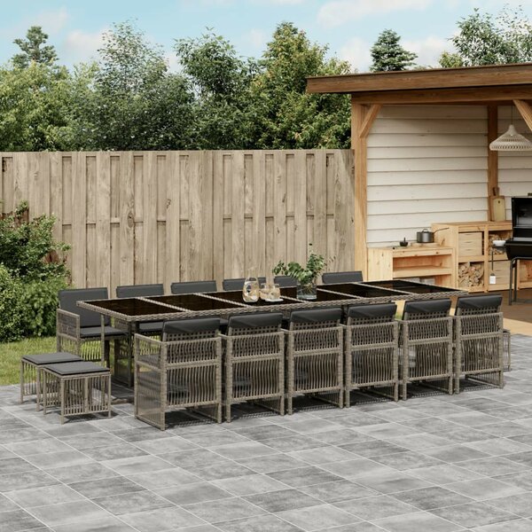 VidaXL Polyrattan Kerti Étkezőgarnitúra - 17 részes - Szürke