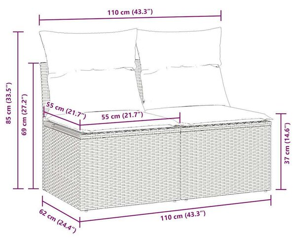 Polyrattan Kerti Ülőgarnitúra - 4 Részes - Bézs