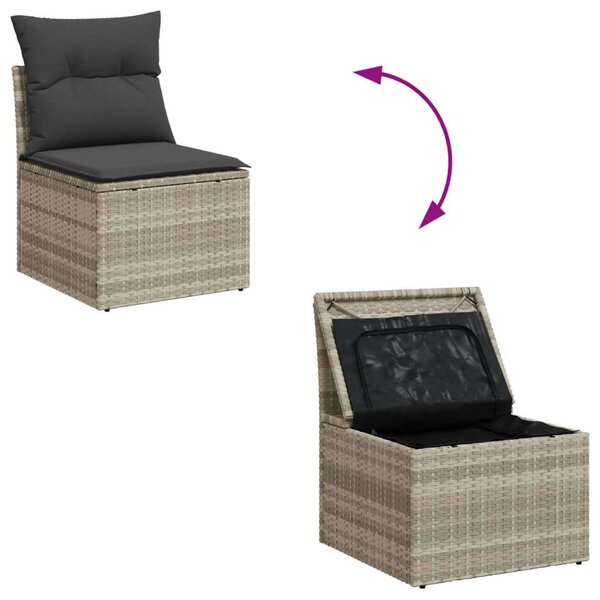 Polyrattan Kerti Ülőgarnitúra - 6 részes - Világosszürke