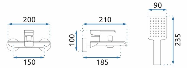 Rea Hass, kád csaptelep kézizuhany készlettel, arany matt, REA-B7100