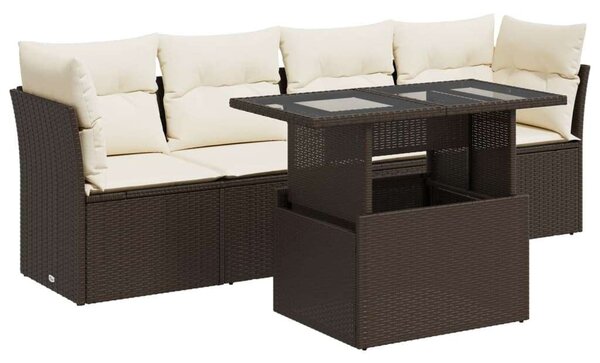 VidaXL 5 részes barna polyrattan kerti ülőgarnitúra