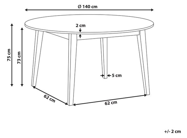 Étkezőasztal HUNTLEY Világos tölgy 140 cm 140 cm