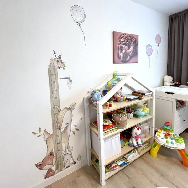 INSPIO - átragasztható textil matrica - Fali magasságmérő gyerekeknek - Erdei állatkák